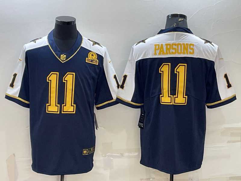 Men's Dallas Cowboys #11 Micah Parsons Navy Gold Edition With 1960 Patch Limited Stitched Football Jersey,We sell and wholesale Men's Dallas Cowboys #11 Micah Parsons Navy Gold Edition With 1960 Patch Limited Stitched Football Jersey on line form chian!